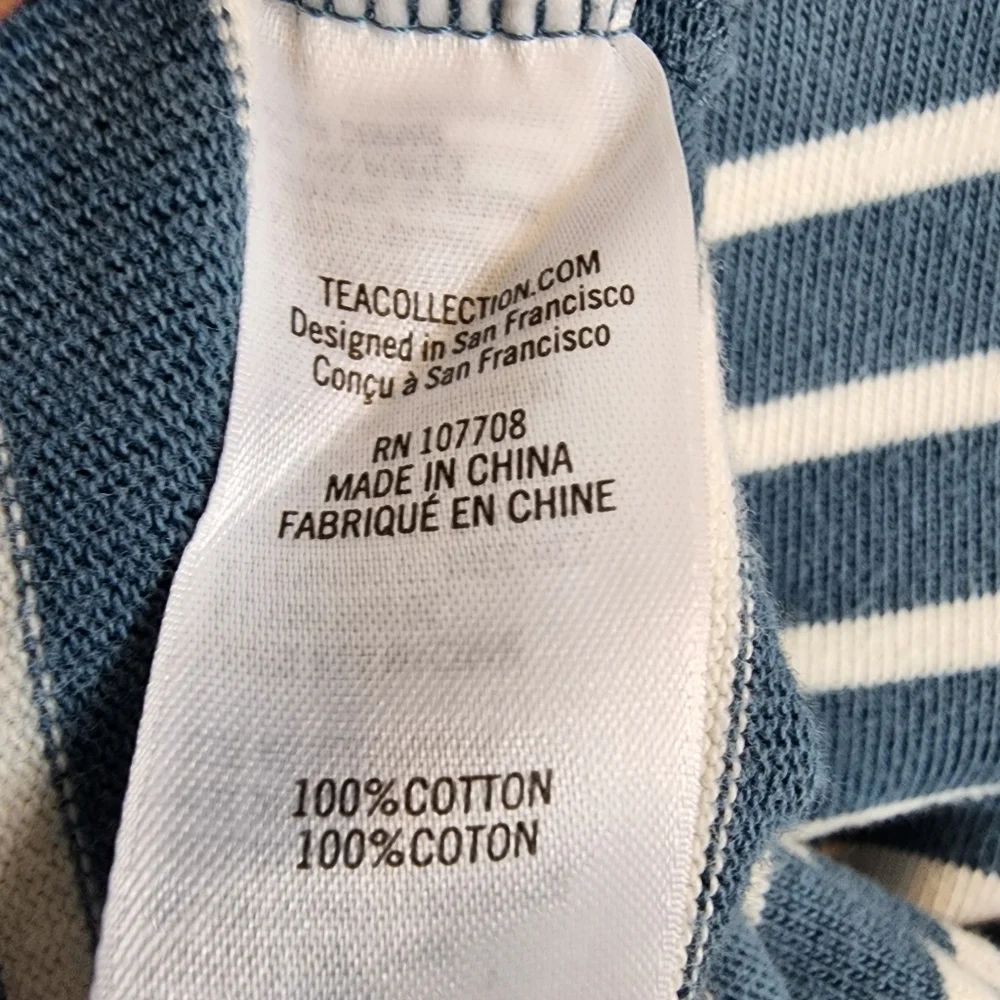 Tea Collection Yumi Floral Embroidered 100% Cotton Striped Dress Girls Size 6 - Picture 10 of 11